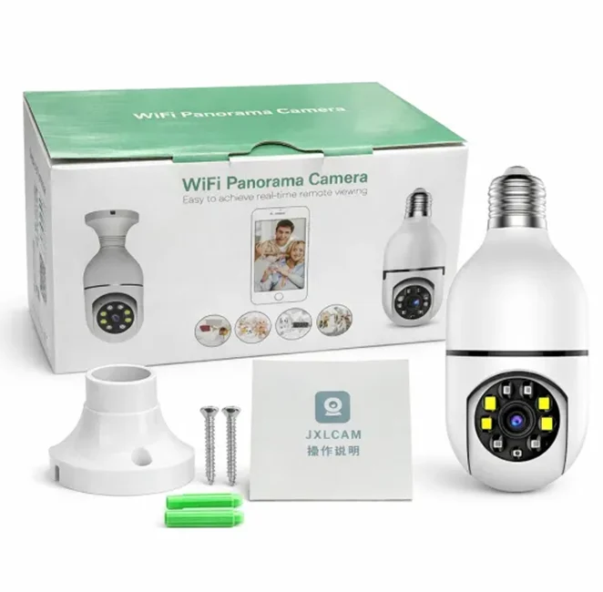 Camere video - Cameră supraveghere Wi-Fi panoramică tip bec E27