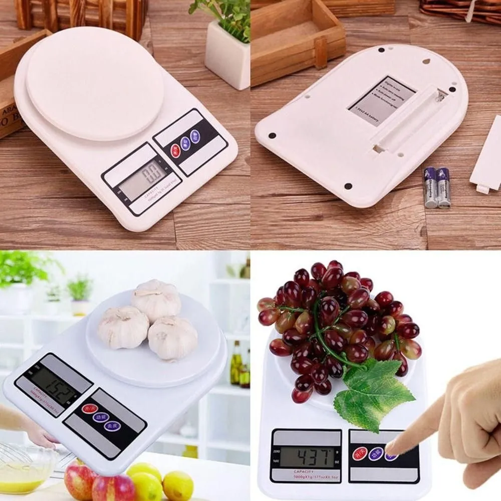 Cântar electronic de bucătărie digital de culoare albă, cu ecran LCD activ și funcție TARE [3]