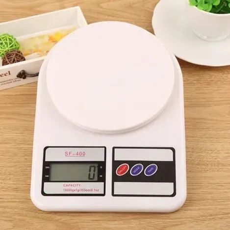 Cântar electronic de bucătărie digital de culoare albă, cu ecran LCD activ și funcție TARE [2]
