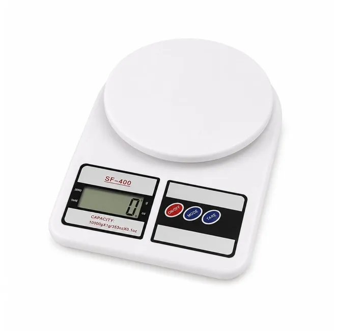 Accesorii bucatarie - Cântar electronic de bucătărie digital de culoare albă, cu ecran LCD activ și funcție TARE