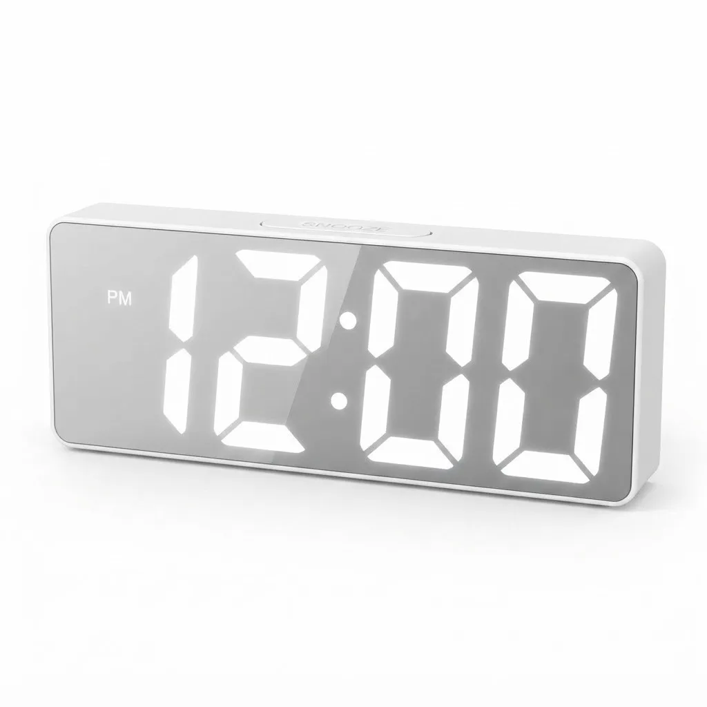 Ceas digital LED Bibica Edition cu afișaj oglindă și cifre mari pe noptieră [2]