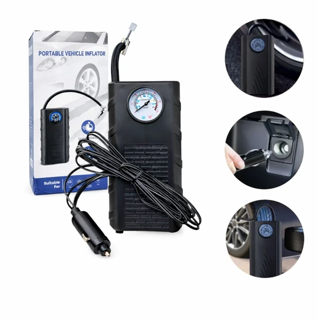Accesorii auto - Compresor auto portabil Bibica Edition de 12V cu manometru analogic integrat pentru umflarea anvelopelor