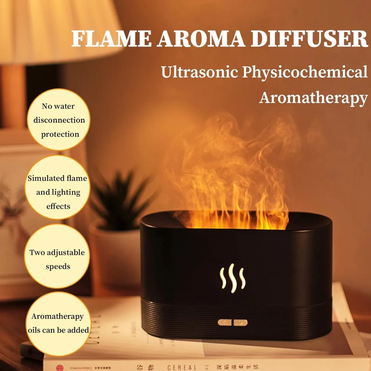 Difuzor de aromaterapie cu efect de flacără negru Bibica Edition [1]