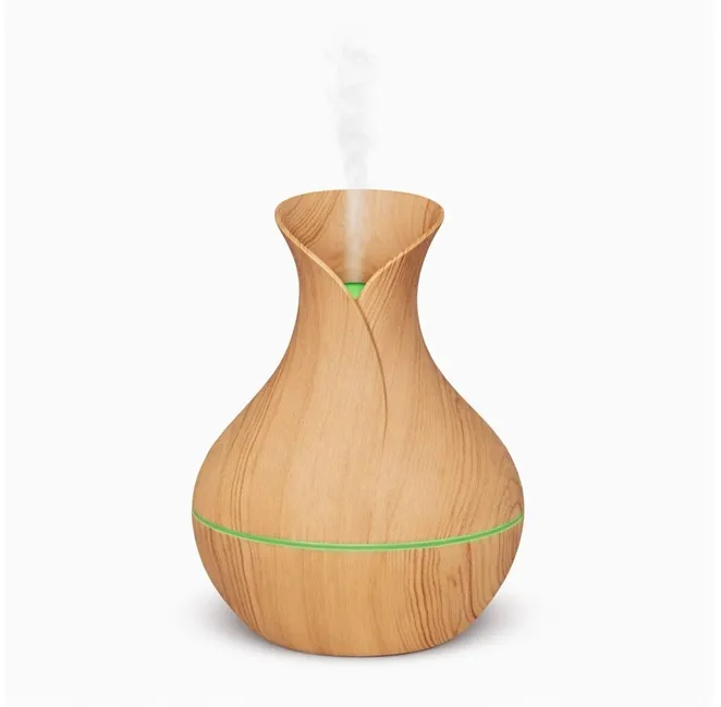 Accesorii casa - Difuzor de aromaterapie ultrasonic Bibica Edition crem cu efect de lemn, iluminare ambientală LED și rezervor de 200ml