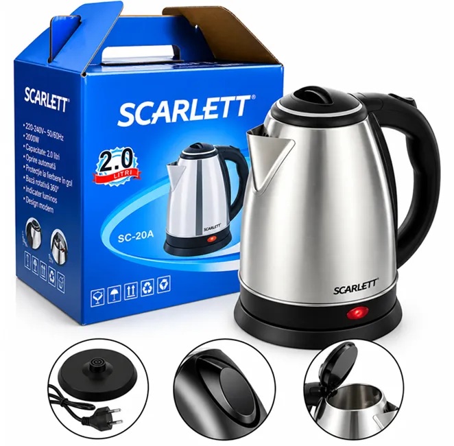 Accesorii bucătărie - Fierbător electric din inox 2L 1500W oprire automată Bibica Edition