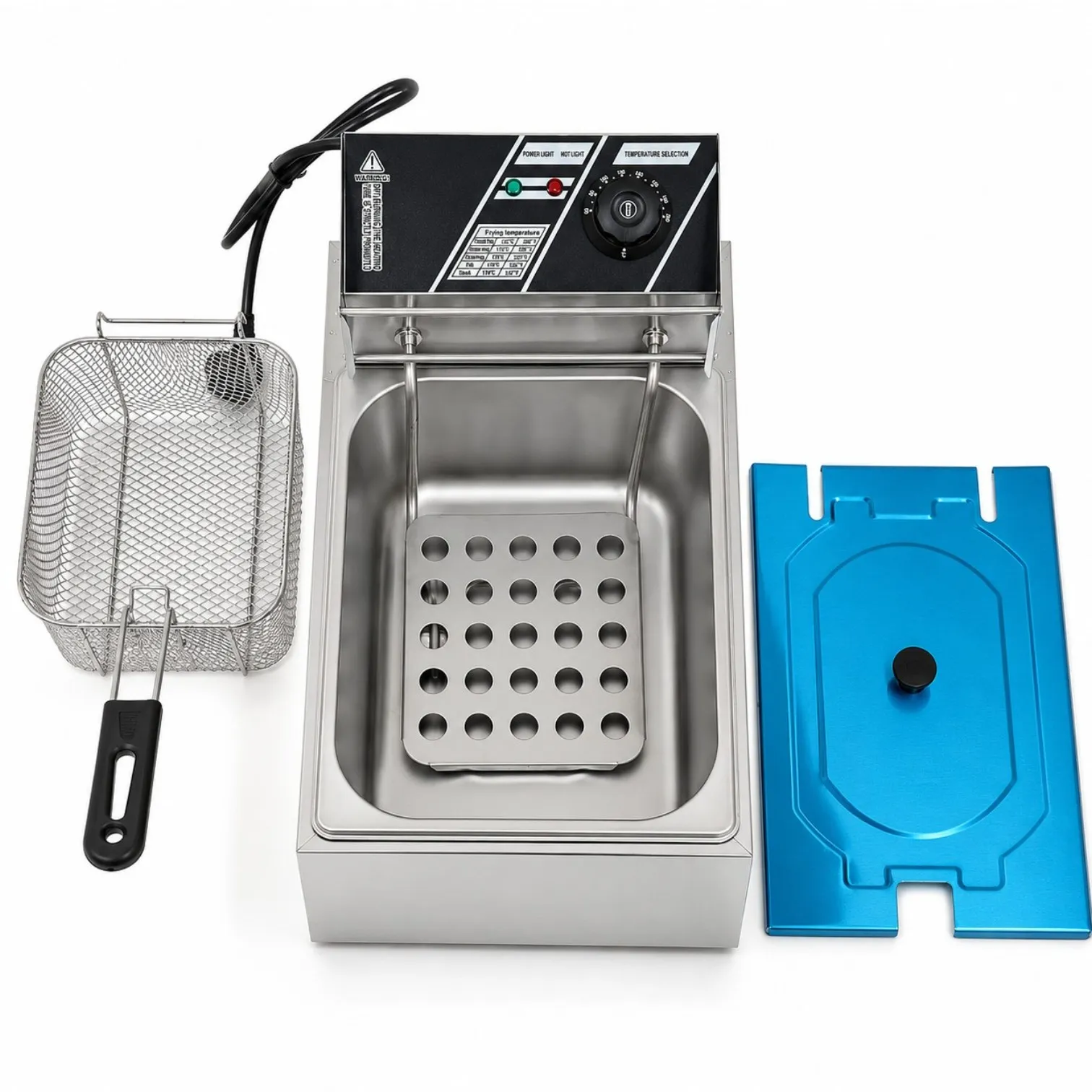 Friteuză Electrică Profesională Inox 2500W, Termostat Reglabil, 45x29x26cm [1]