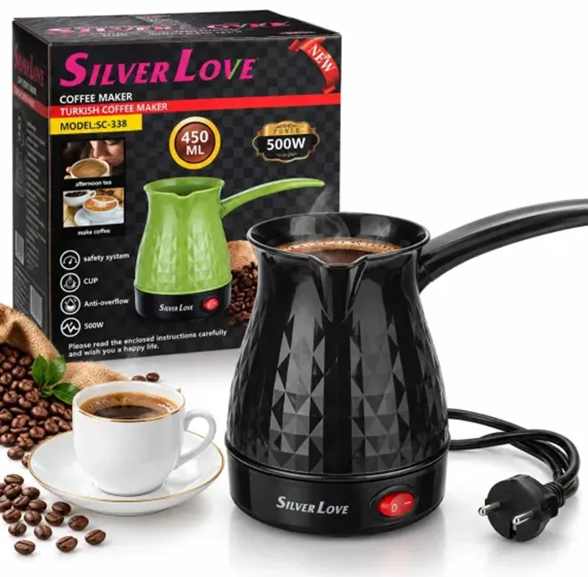 Electronice mici - Ibric electric portabil argintiu Bibica Edition, 500W, ideal pentru cafea și camping
