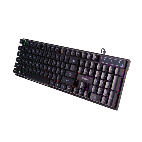 Kit gaming complet cu fir Spacer SP-GK-01 conținând tastatură și mouse iluminate RGB [1]