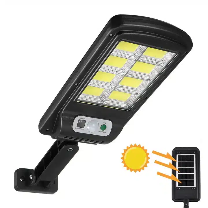 Lampă solară de exterior cu 160 de LED-uri COB, senzor de mișcare frontal și telecomandă [1]
