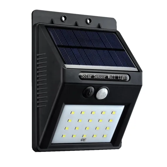 Lampă solară LED de perete din plastic negru Bibica Edition cu senzor de mișcare PIR și senzor crepuscular CDS [1]