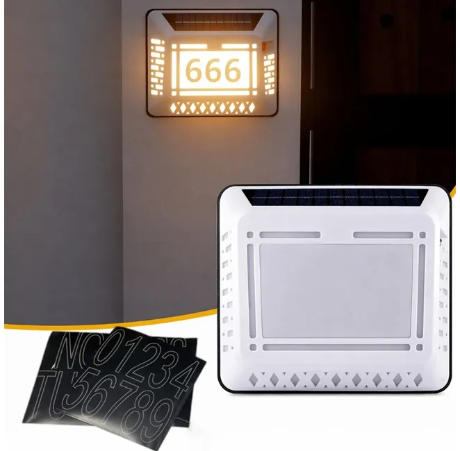 Lămpi led și panouri solare - Lampă solară pentru număr casă LED Bibica Edition model 8801M-D cu lumină alb rece și panou solar integrat