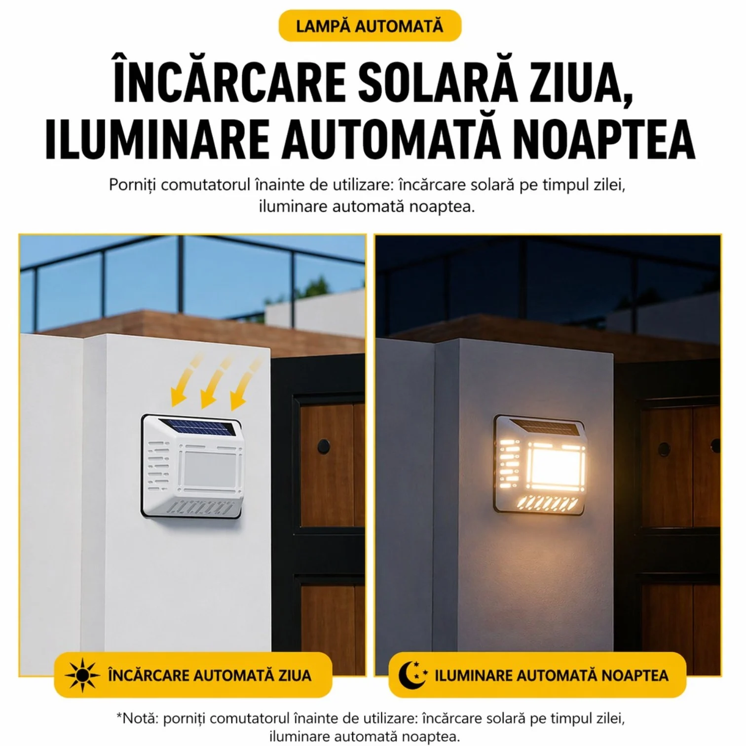 Lampă solară pentru număr casă LED Bibica Edition model 8801M-D cu lumină alb rece și panou solar integrat [3]