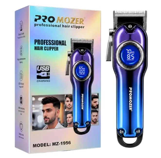 Electronice & electrocasnice - Mașină de tuns profesională Promozer MZ-1956 de culoare neagră cu afișaj digital LED și încărcare USB Type-C