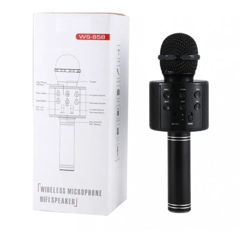 Microfon wireless pentru karaoke profesional Bibica Edition, cu conexiune Bluetooth, difuzor încorporat și finisaj negru mat, ideal pentru petreceri și copii [2]