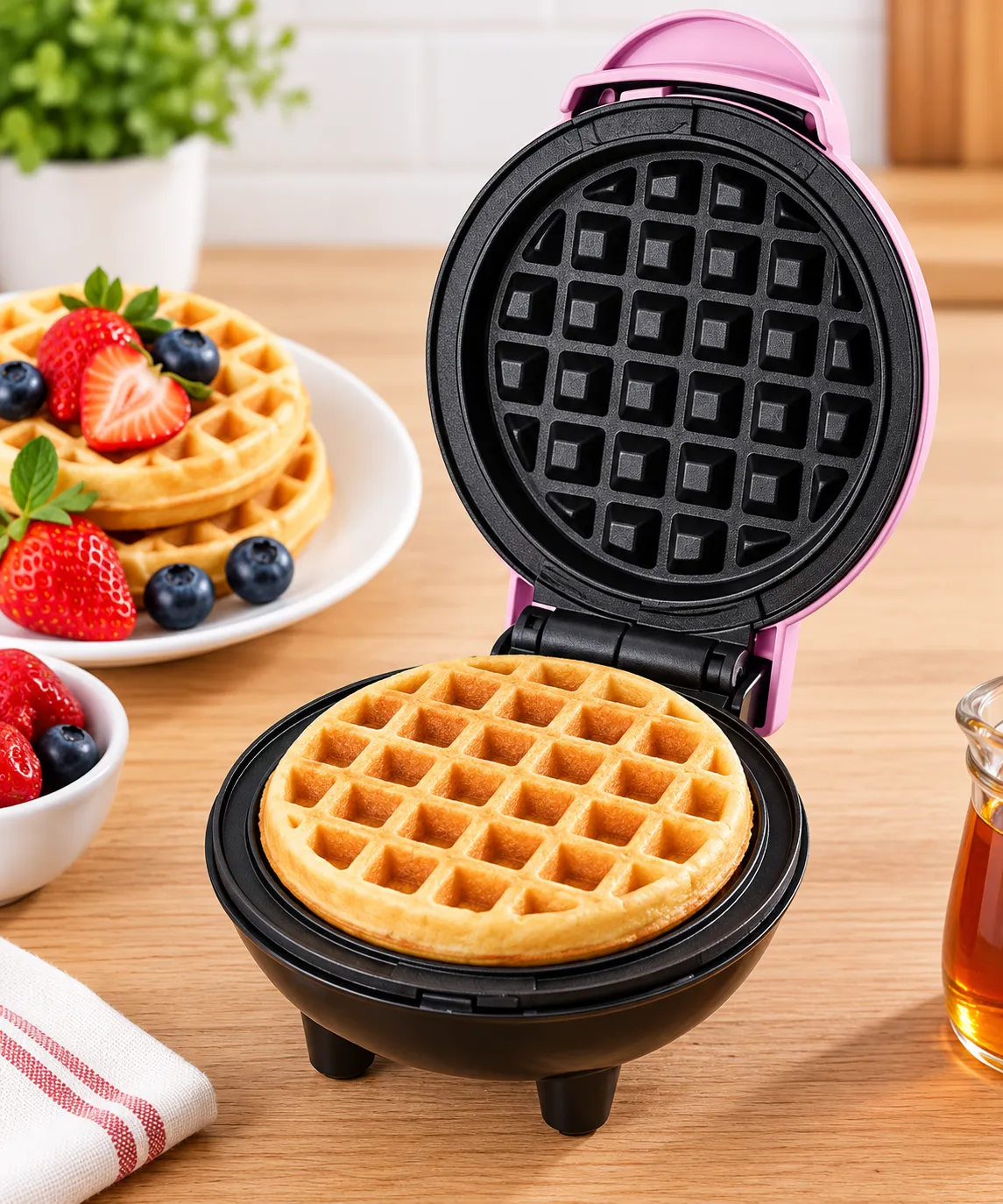 Mini aparat de făcut gofre și vafe roșu Bibica Edition cu indicator LED [1]
