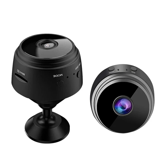 Camere video Wi Fi - Mini cameră video Wi-Fi Bibica Edition de culoare neagră cu suport magnetic și unghi de vizualizare panoramic