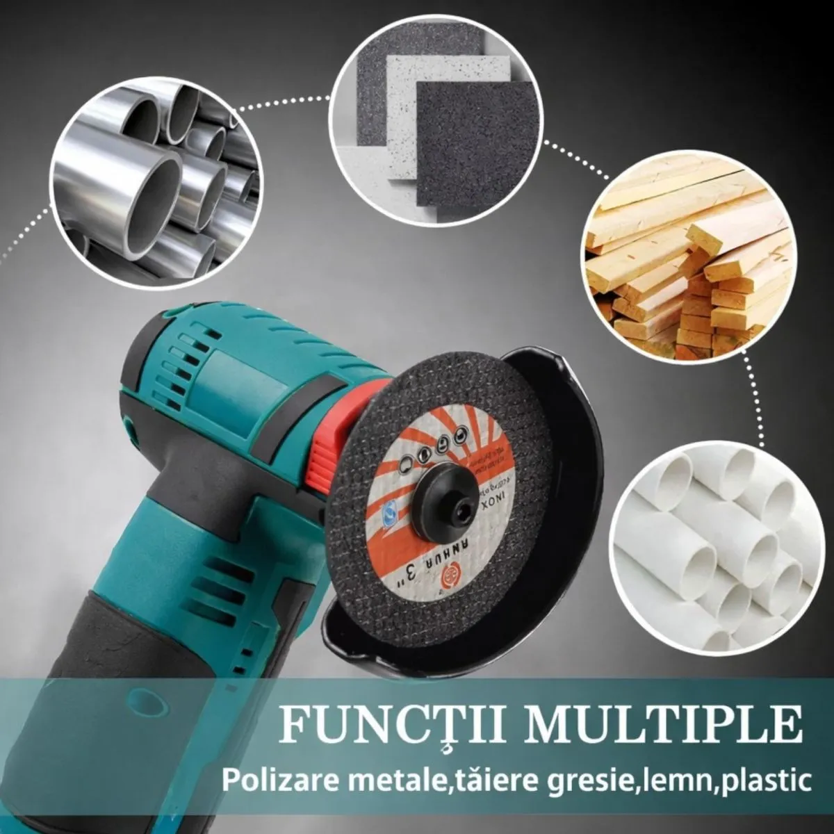 Mini Flex cu Acumulator 12V și 2 Baterii incluse – Polizor Unghiular Portabil de Precizie, 750W, 19500 RPM [4]
