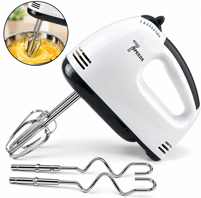 Accesorii bucătărie - Mixer de mână electric alb cu 7 viteze Bibica Edition și palete incluse