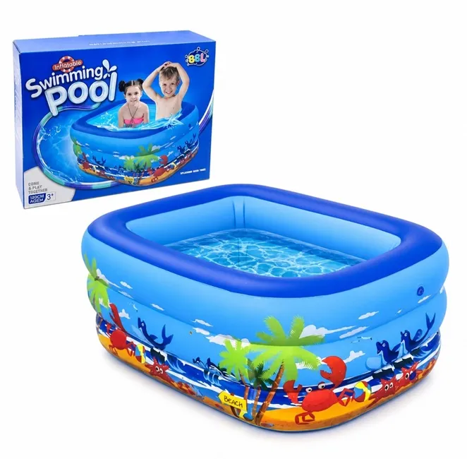 Piscine - Piscină gonflabilă dreptunghiulară copii, model oceanic cu 3 inele