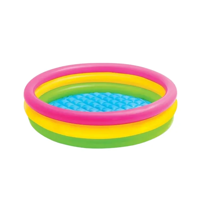 Piscine - Piscină gonflabilă multicoloră pentru copii Bibica Edition de 61x25 cm cu trei inele și podea moale gonflabilă