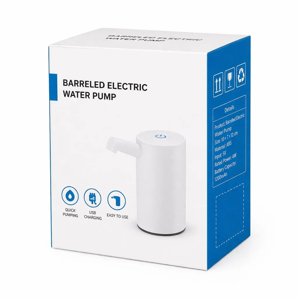 Pompă de apă electrică portabilă de culoare albă din plastic durabil, model automat universal pentru bidoane din gama Bibica Edition [1]