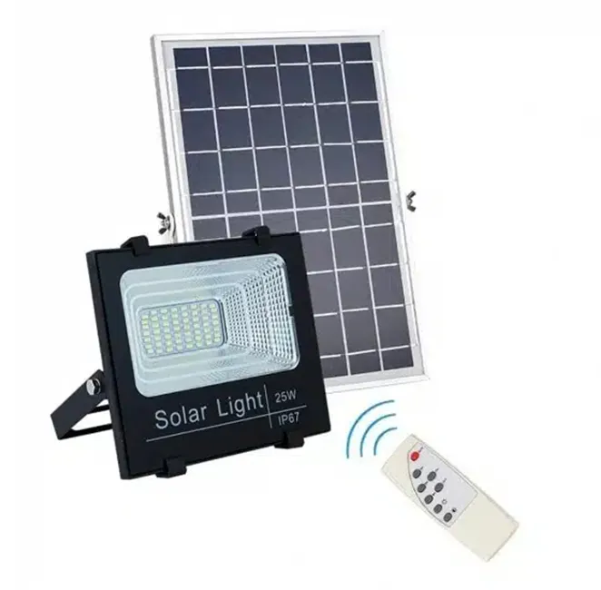 Lămpi led și panouri solare - Proiector LED 25W Bibica Edition cu Panou Solar, Telecomandă, IP67, Indicator Baterie