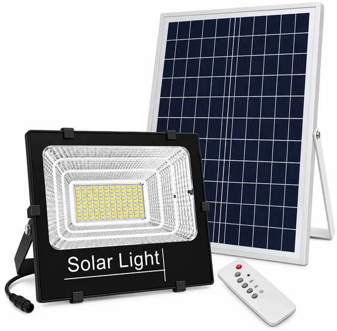 Lămpi led și panouri solare - Proiector solar LED de 400W Bibica Edition pentru iluminat exterior curte mare cu panou solar și telecomandă