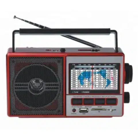 Radio portabil - Radio portabil retro 901UR cu acumulator încorporat și player USB, culoare roșie