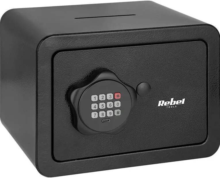 Seif electronic casnic Rebel Bibica Edition din oțel robust, cu tastatură digitală pentru cod PIN și două chei de urgență mecanice [1]