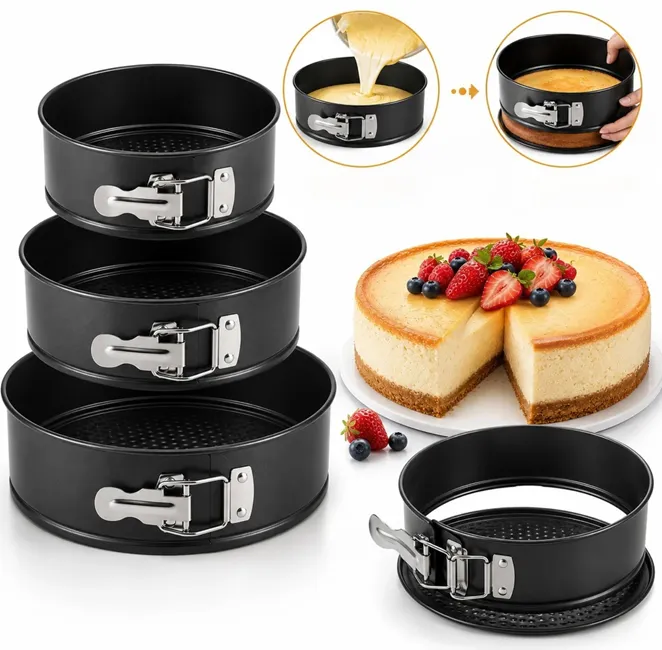 Accesorii bucătărie - Set 3 forme rotunde pentru copt torturi cu bază detașabilă Bibica Edition