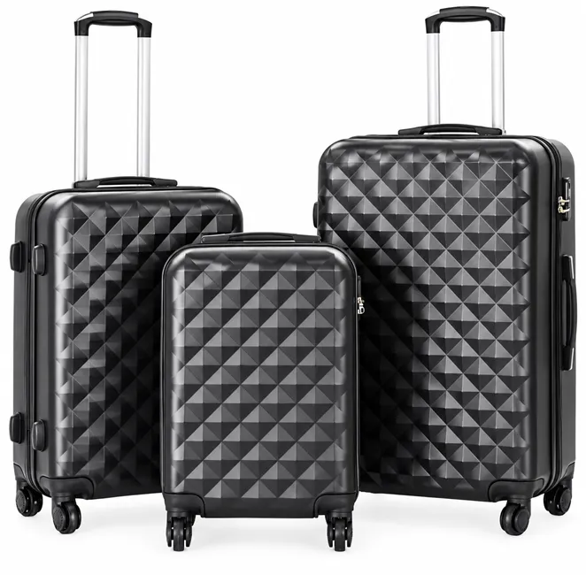 Articole voiaj - Set 3 trolere de calatorie premium bibica edition din valize rigide gri cu 4 roti pivotante 360 grade si maner telescopic