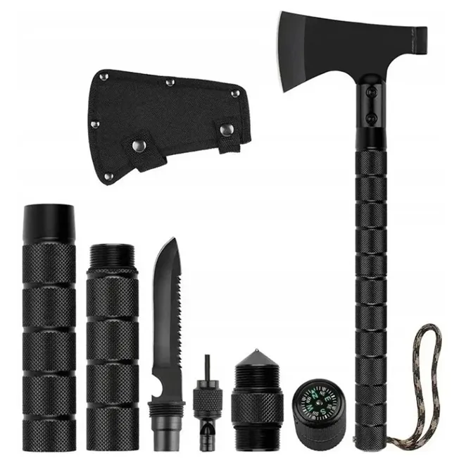 Accesorii camping - Set outdoor profesional cu topor multifuncțional și sabie de vânătoare Bibica Edition