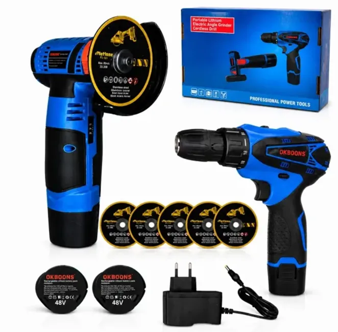 Unelte electrice - Set scule electrice doi în unu cu acumulator bormașină și mini flex din gama Bibica Edition