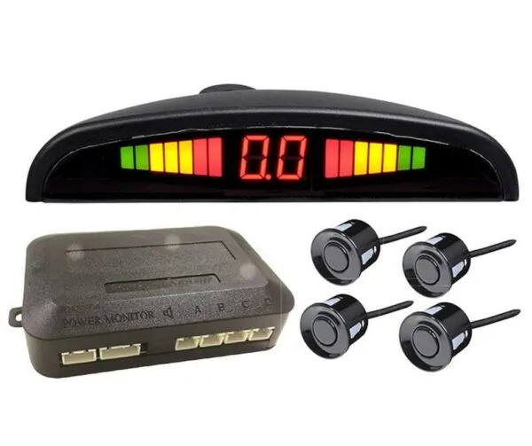 Sistem senzori de parcare auto cu ecran LCD color și 4 senzori ultrasonici negri [1]