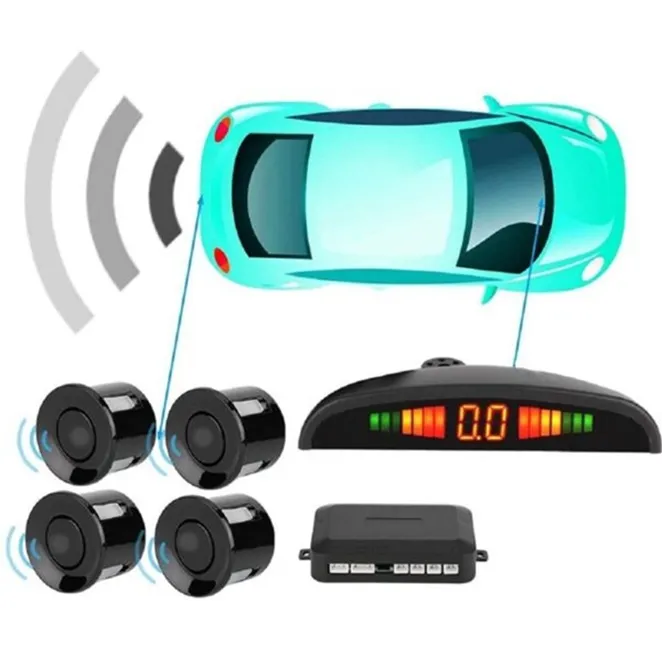 Accesorii auto - Sistem senzori de parcare auto cu ecran LCD color și 4 senzori ultrasonici negri