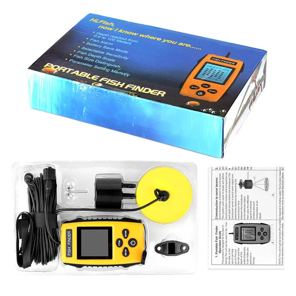 Sonar de pescuit portabil Fish Finder Bibica Edition cu unitate de control digitală, sondă cu cablu de șapte metri [2]