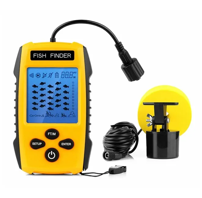 Sonare pescuit - Sonar de pescuit portabil Fish Finder Bibica Edition cu unitate de control digitală, sondă cu cablu de șapte metri