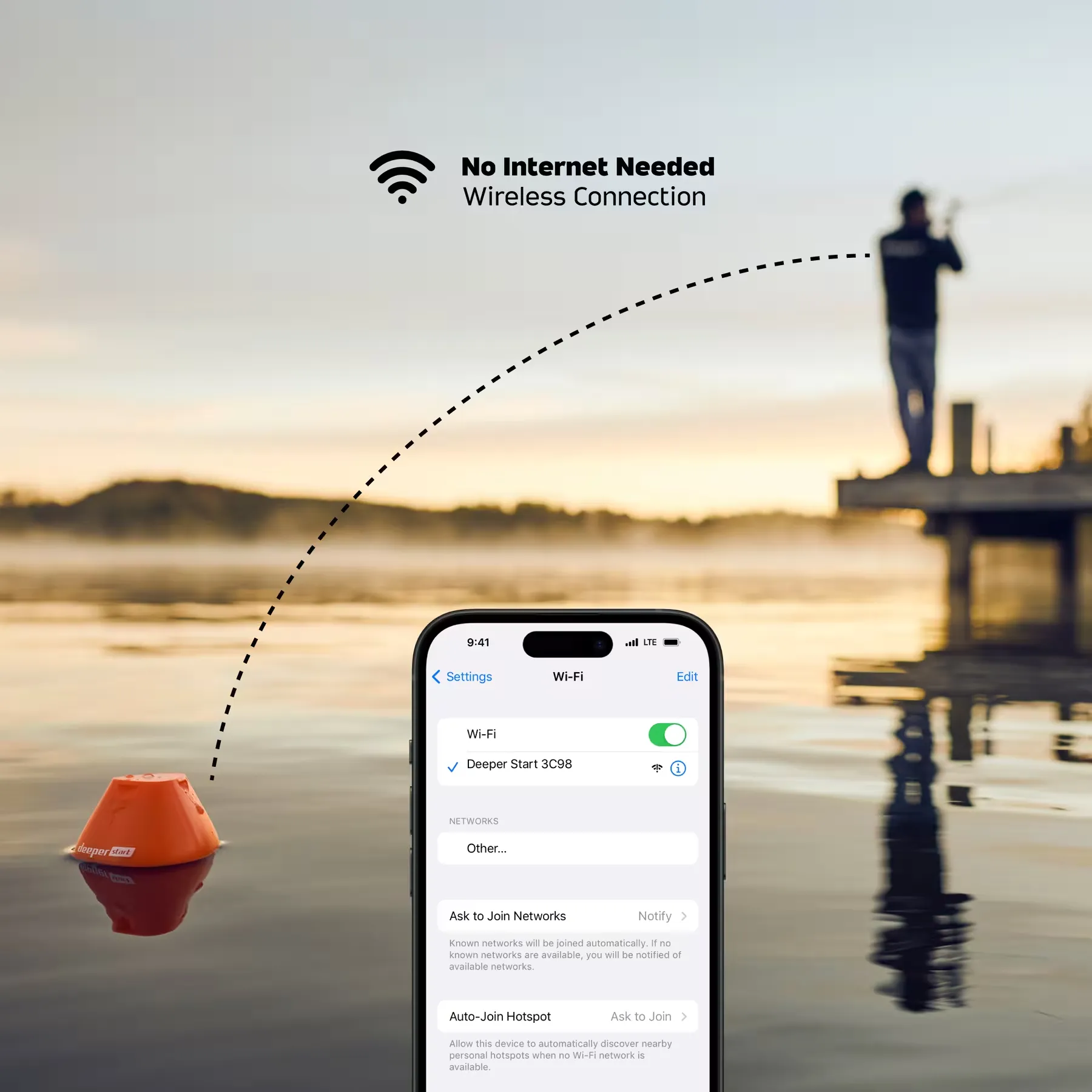 Sonar wireless lansabil Deeper Start Fishfinder GLB pentru smartphone, cu conexiune Wi-Fi, rază de 50 de metri și lanternă LED [5]
