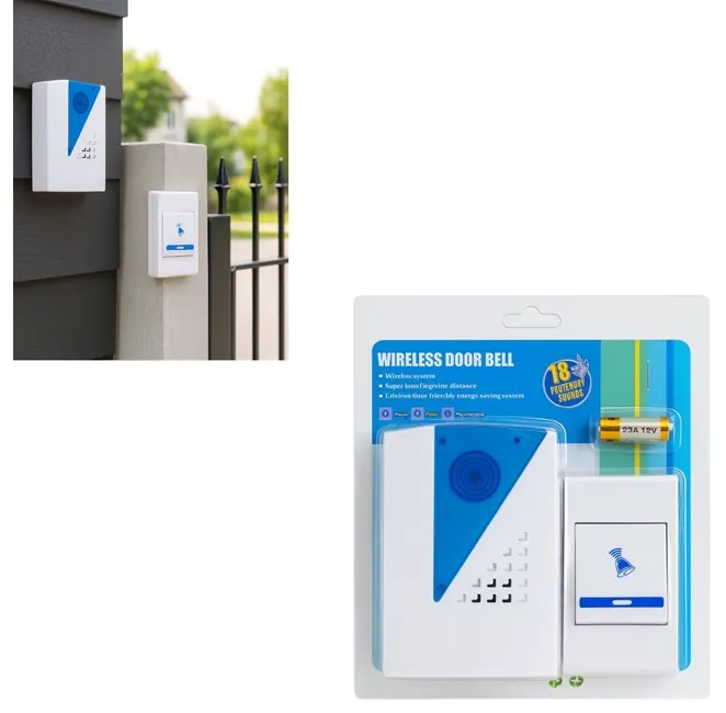 Sonerie ușă - Sonerie wireless fără fir Bibica Edition cu 18 melodii polifonice și baterie inclusă, model pentru interior și exterior de 10x7cm
