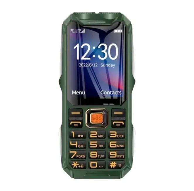 Telefoane - Telefon militar rezistent la șocuri Bibica Edition de culoare verde army, model dual SIM cu baterie mare și lanternă