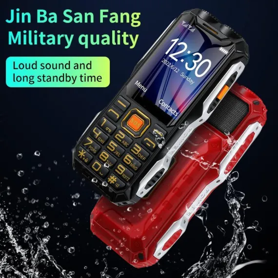 Telefon militar rezistent la șocuri Bibica Edition de culoare verde army, model dual SIM cu baterie mare și lanternă [1]