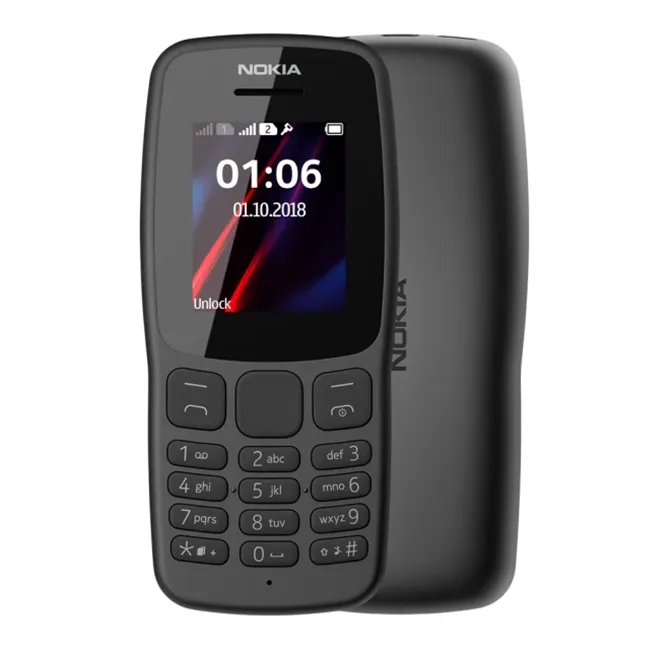 Electronice & electrocasnice - Telefon mobil clasic Nokia 106 de culoare neagră cu taste ecran color de 1.8 inch și funcție Dual SIM