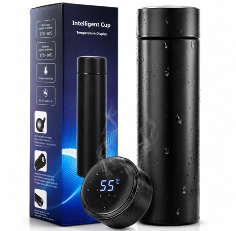 Electronice mici - Termos inteligent din oțel inoxidabil de 500ml cu afișaj LED activ al temperaturii pe capac
