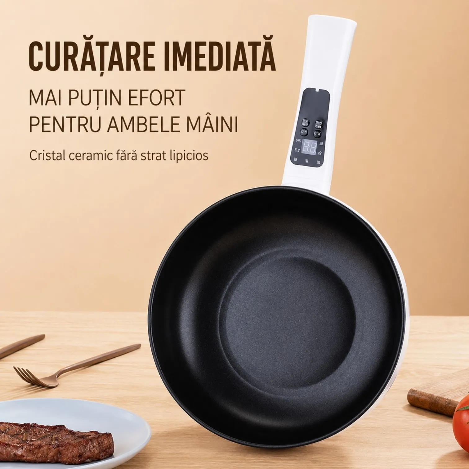 Tigaie electrică multifuncțională de douăzeci și șase centimetri din gama Bibica Edition cu tavă de abur [1]