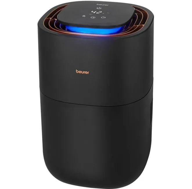 Umidificatoare aer - Umidificator de aer igienic Beurer LB 300 Plus Premium de culoare albă cu design cilindric dispersie 360 de grade