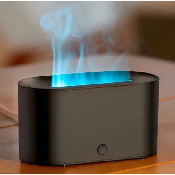 Umidificator de aer ultrasonic de culoare neagră cu efect vizual de flacără LED caldă [2]