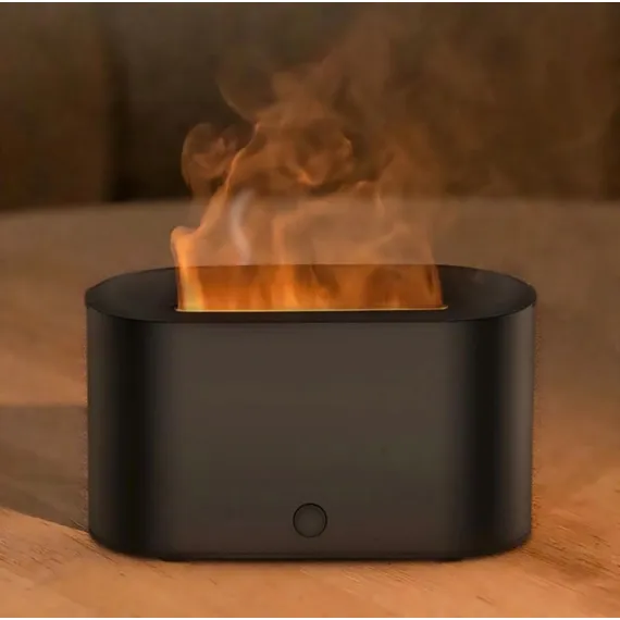 Umidificator de aer ultrasonic de culoare neagră cu efect vizual de flacără LED caldă [1]