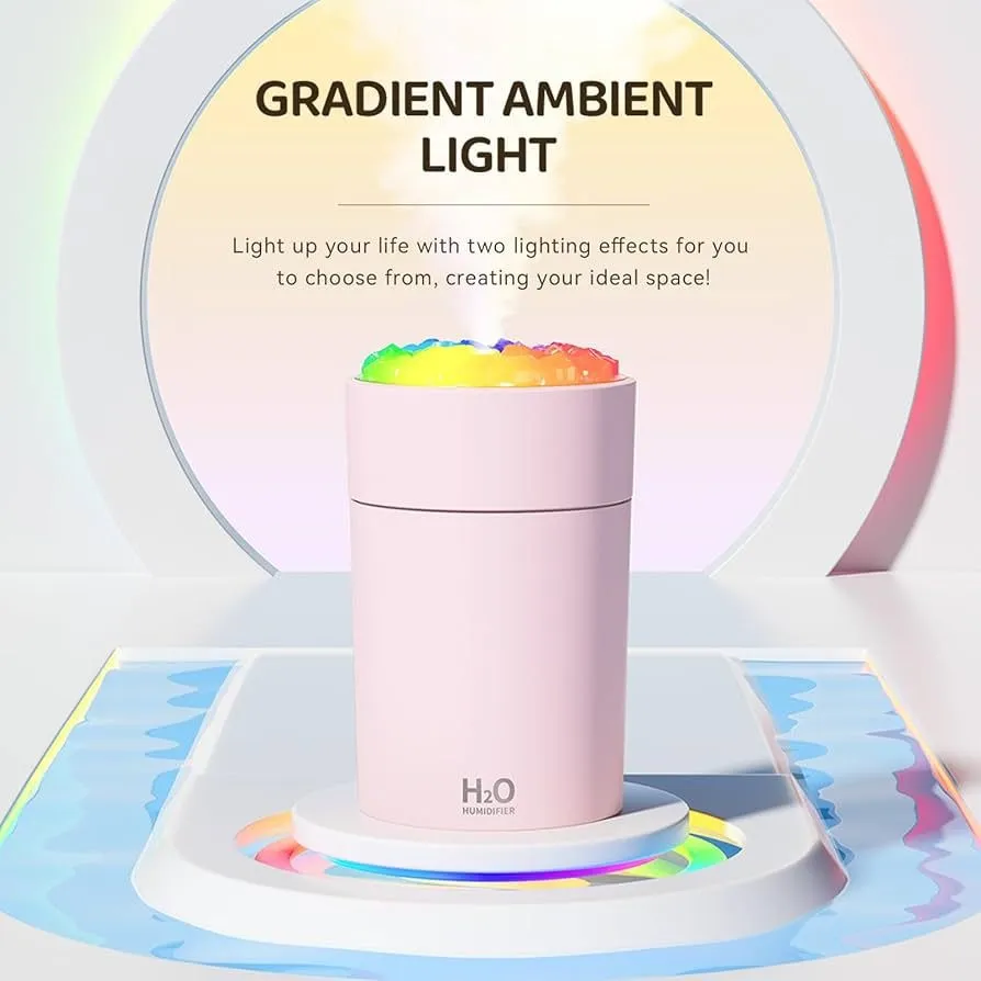 Umidificator de aer portabil roz Bibica Edition cu difuzor de aromaterapie și iluminare LED RGB, rezervor de 300ml [2]
