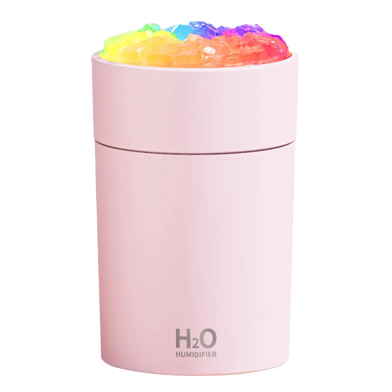 Accesorii casa - Umidificator de aer portabil roz Bibica Edition cu difuzor de aromaterapie și iluminare LED RGB, rezervor de 300ml