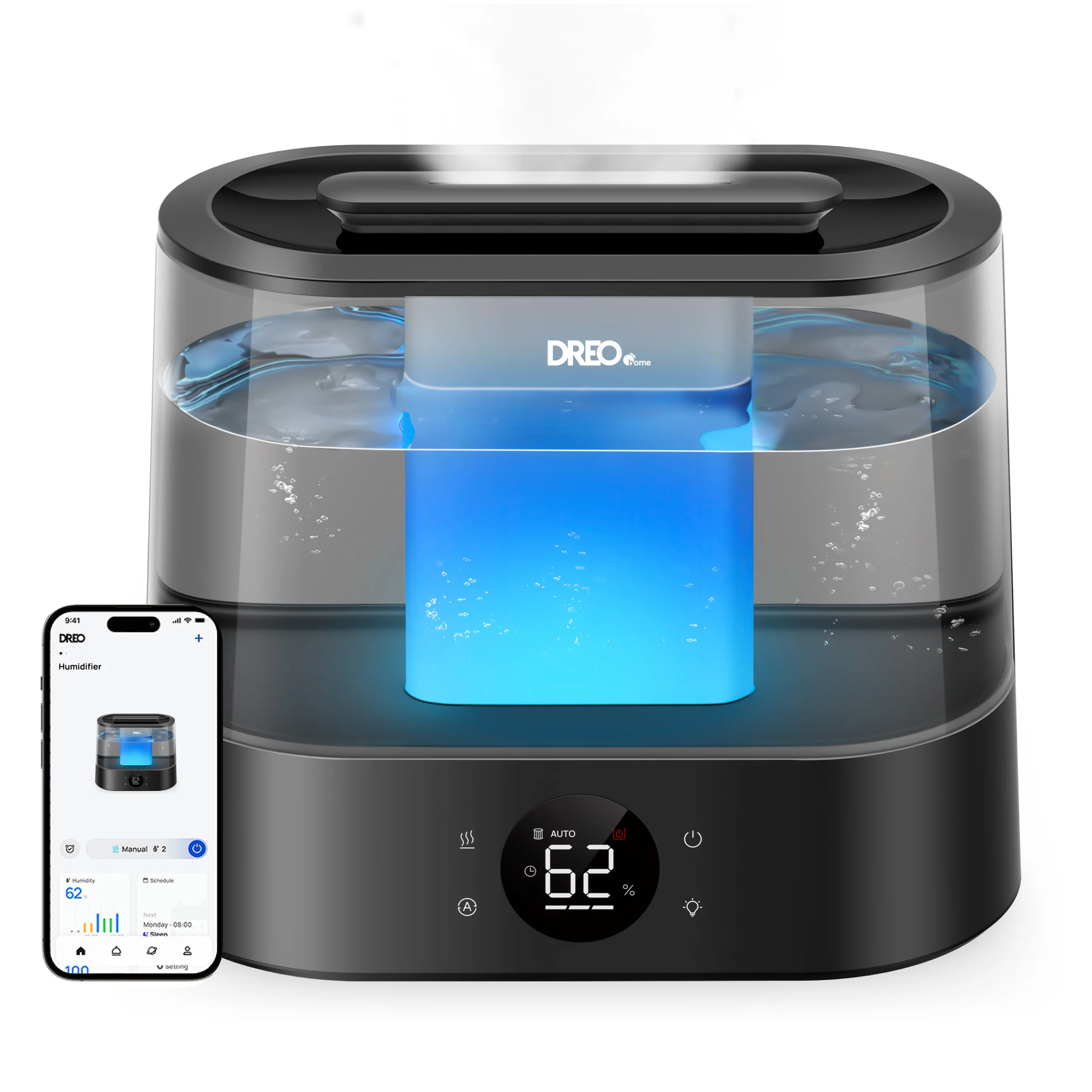 Umidificator de aer inteligent DREO 420S Smart de culoare neagră, cu rezervor de 4 litri [1]